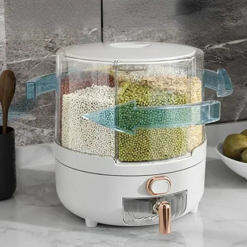 Bucket Household Rotating Sealed Insect-proof And Moisture-proof Grain Box Kitchen Six Accessory Storage Food-grade Decimeter