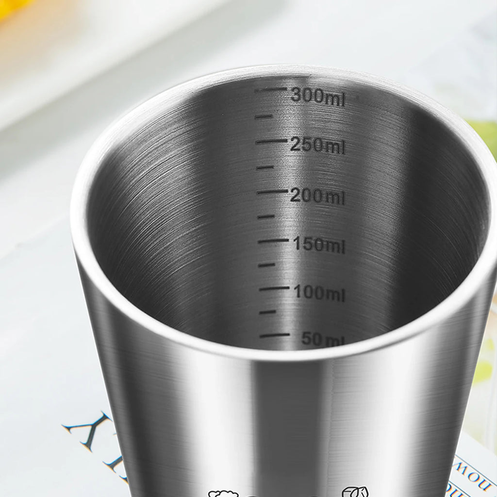 WORTHBUY Milk Cup With Scale Stainless Steel Double Layer Kid Milk Mugs Anti Scalding Kindergarten Drinkware Camping Cup Tea Mug