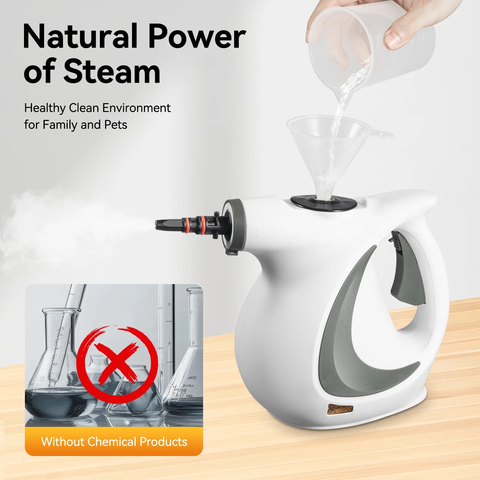 Powerful Handheld Steam Cleaner 239°F 1050W Auto Steam for Floor Tile Grills Upholstery Car Cleaning