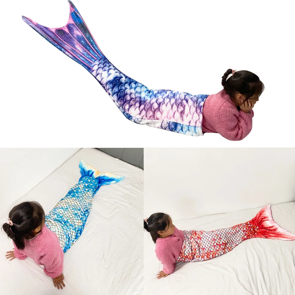 Mermaid Blanket Sleeping Bag Anti Kick Flannel Quilt Soft Fabric High Color Fastness Children Birthday Gift Fish Tail