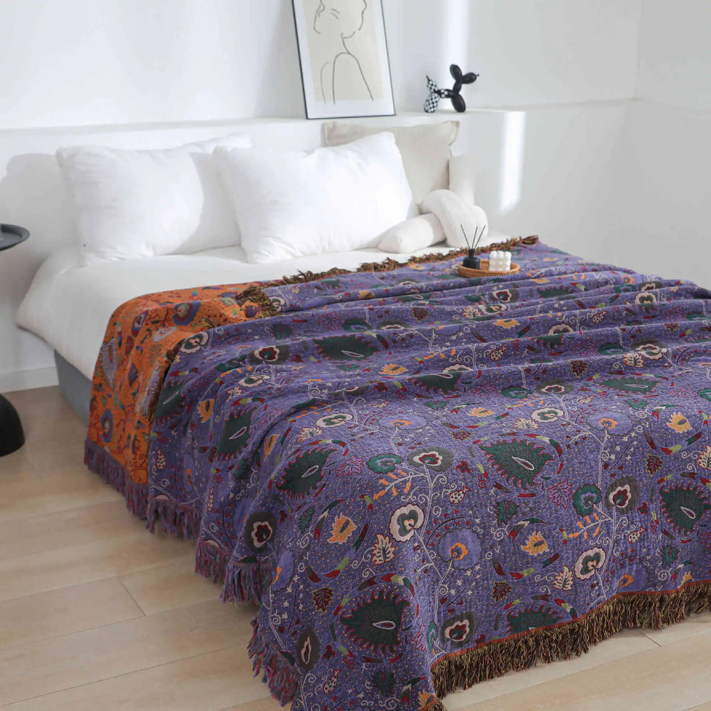 1PC Blanket Tassel Washed Jacquard Gauze Pure Cotton Towel Quilt Air Conditioner Office Nap Small Blanket Home Textile