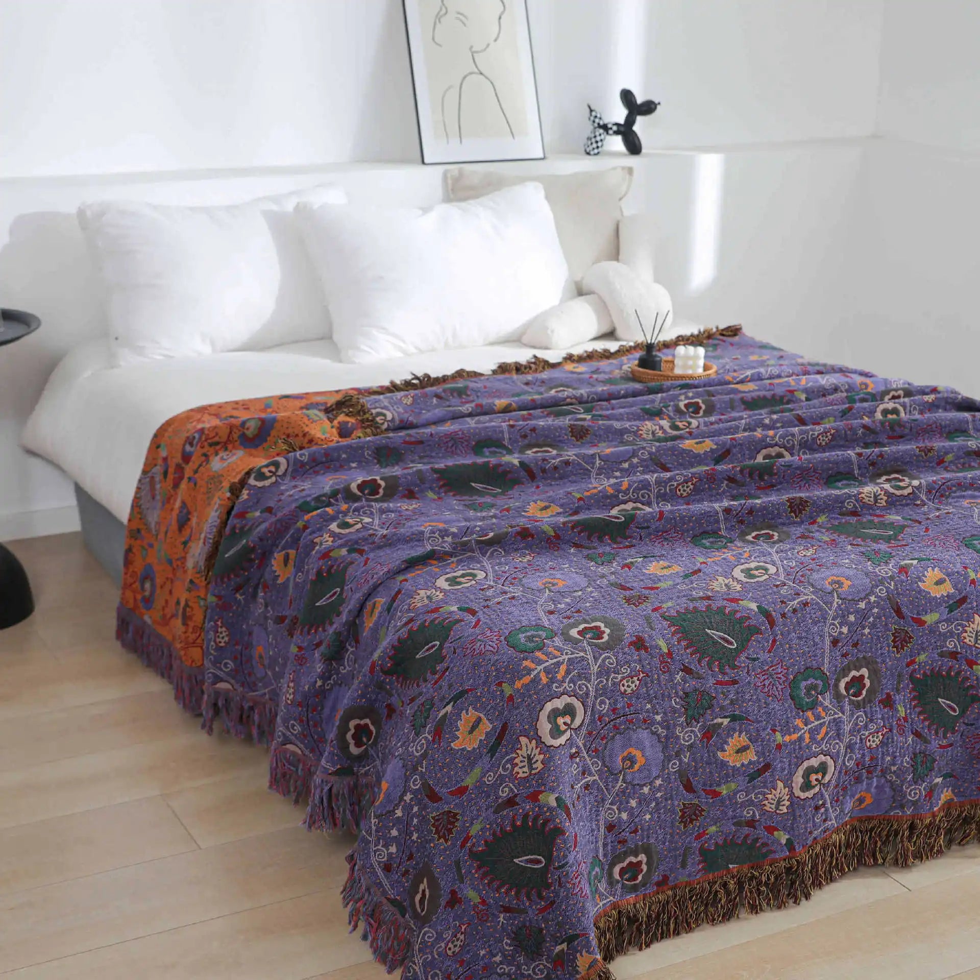 1PC Blanket Tassel Washed Jacquard Gauze Pure Cotton Towel Quilt Air Conditioner Office Nap Small Blanket Home Textile