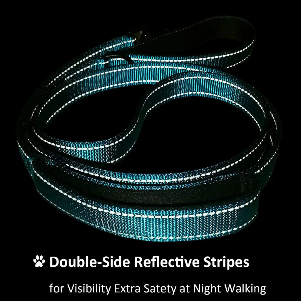 6ft Dog Leash Heavy Duty Rope Reflective Pet Training Lead Leash with Padded Double Handle Traffic Control for Large Medium Dogs