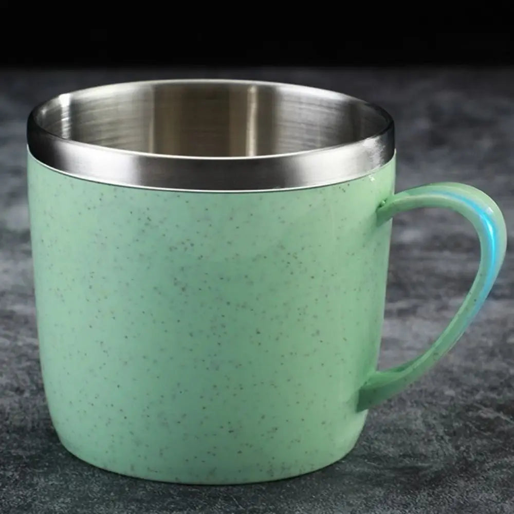 Double Layer Anti-scalding Stainless Steel Cups Plastic Handle Coffee Milk Mug Tea Drinks Water Cup for Home Office Tumbler