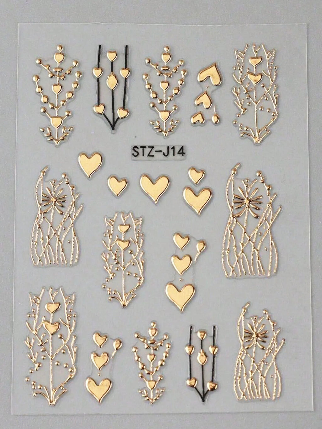 2pcs 3D Bronzing Heart Stickers For Nails Metallic Golden Heart Designs Glitter Self Adhesive Nail Art Decals For Valentine's Da