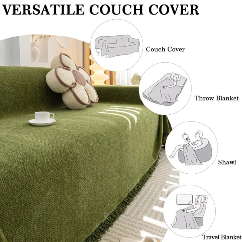 Cream Style Chenille Sofa Cover Sofa Towel Four Seasons Universal Anti-Cat Scratch Washable Sofa Blanket Sofa Cushion Protector
