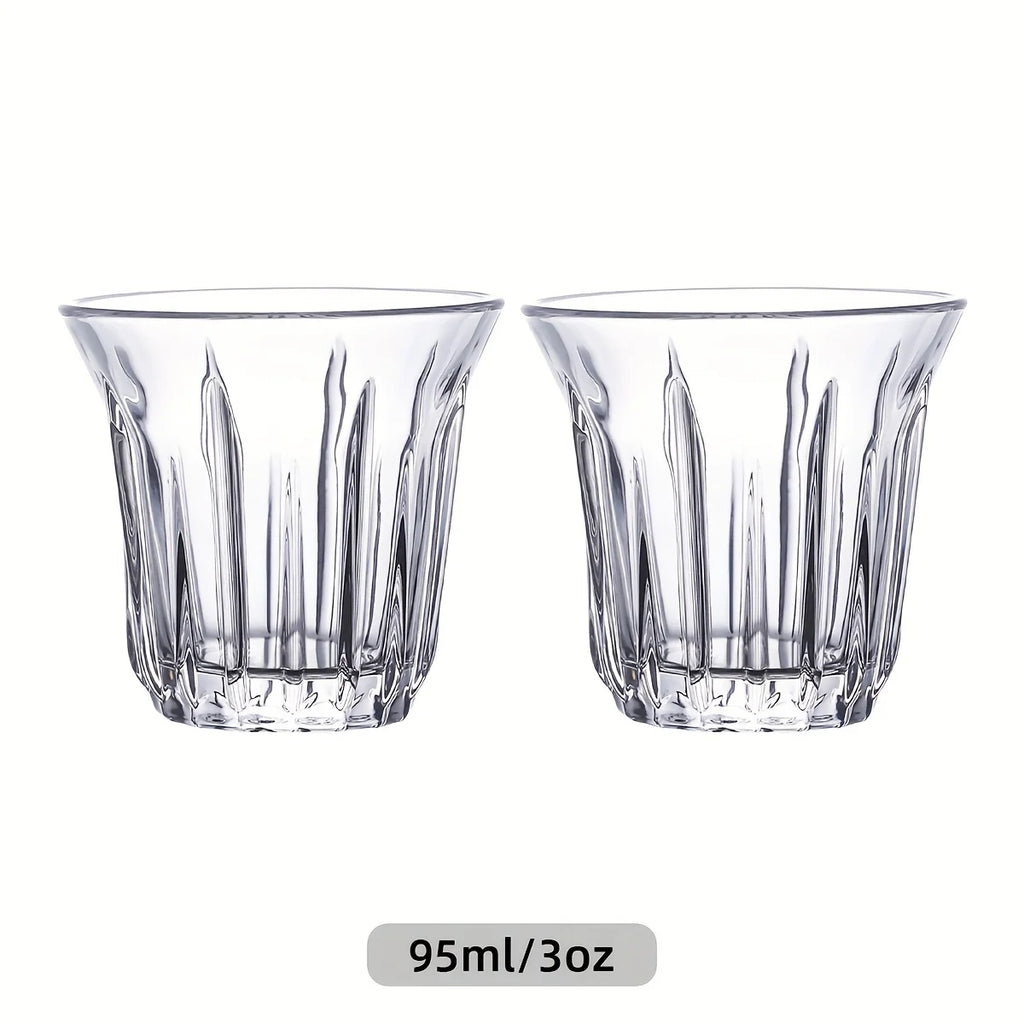 2 Pack Espresso Cups, Clear Glass Cups for Coffee, Coffee Mugs Glasses Espresso Accessories in Kitchen/Office/Bar, Easy to Clean