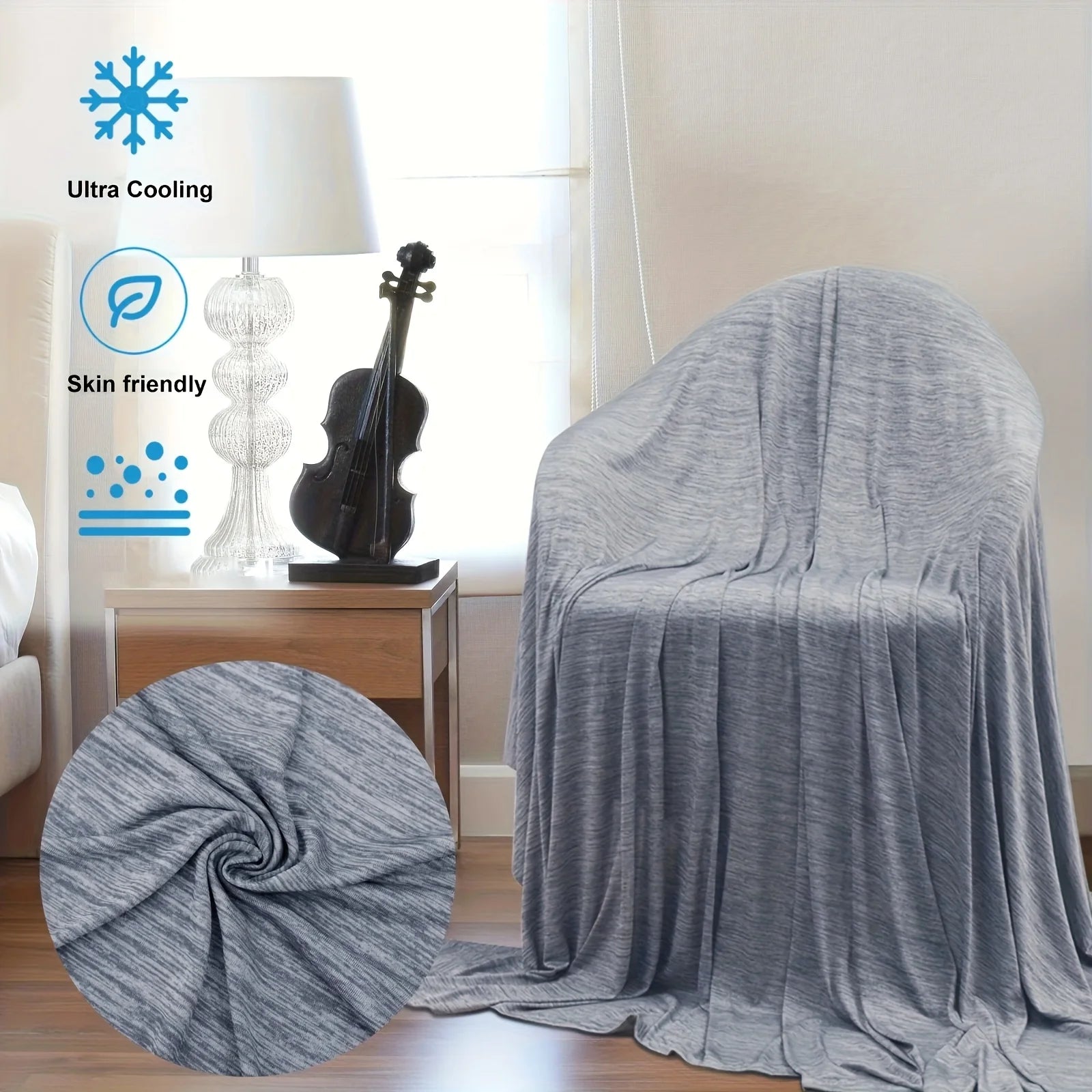 A 150*200cm Lightweight, Ultra-Soft, Cool-Feeling Summer Blanket Made of Imitation Nylon, Double-Sided Cooling Effect Nap Blanket, Suitable for Hot Sleepers Who Suffer from Night Sweats, Breathable, Maintains Coolness for a L