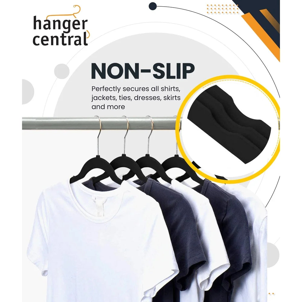 25 Pack Heavy Duty Velvet Hangers Non-Slip 360 Rotating Chrome Hook Space Saving Closet Organizers Ultra Thin Design