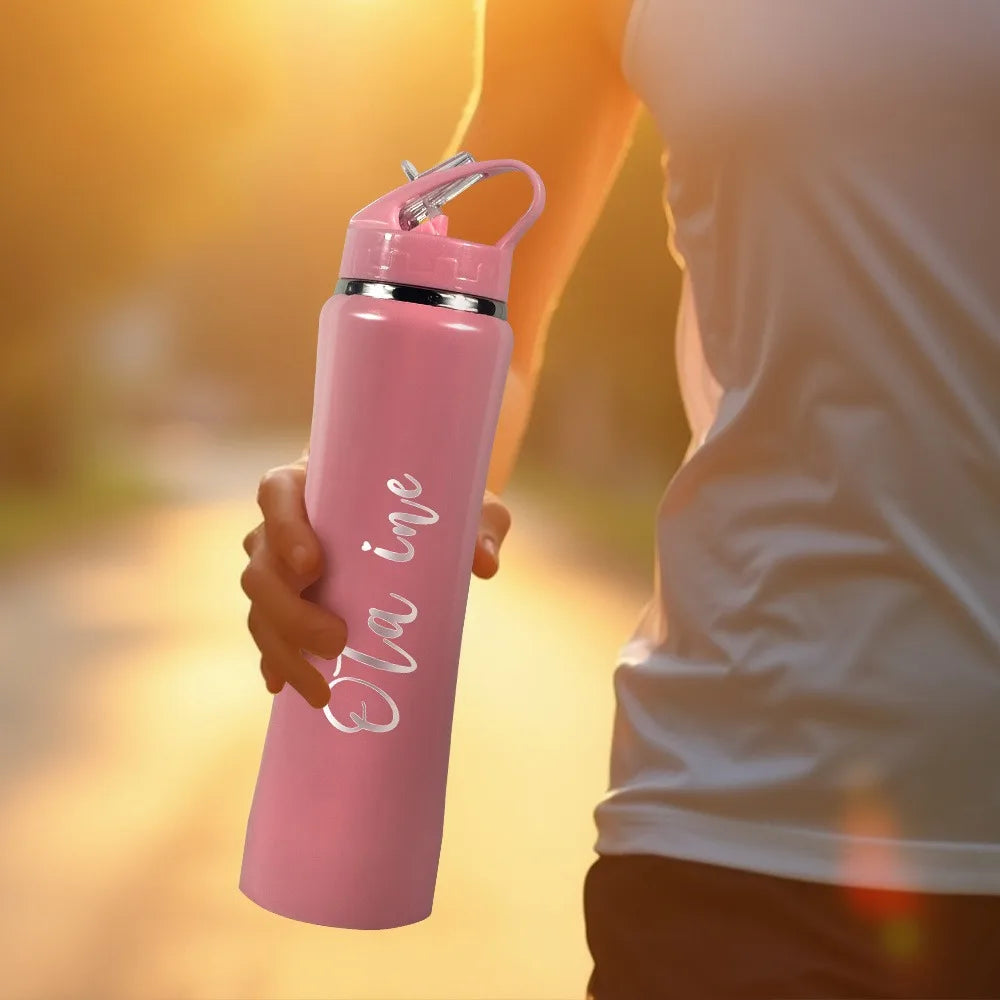 Personalized Insulated Stainless Steel Water Bottle with Straw - Engraved Fitness/Cycling Bottle, Perfect Gift for Men & Women