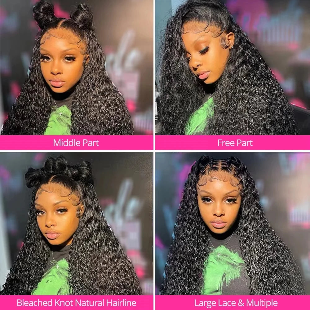 40 42 Inch Water Wave Curly Lace Front Wigs 13x4 13x6 HD Deep Wave Lace Frontal Wig Human Hair Wigs For Women 250%