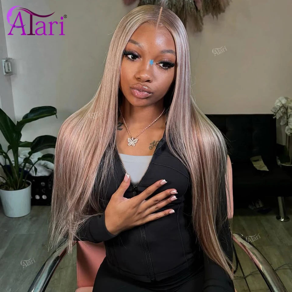 Ash Blonde Highlights 27 Color 13x4 13x6 Lace Frontal Human Hair Wigs Transparent Grey Brown 5x5 Closure Body Wave Wig Pre Pluck