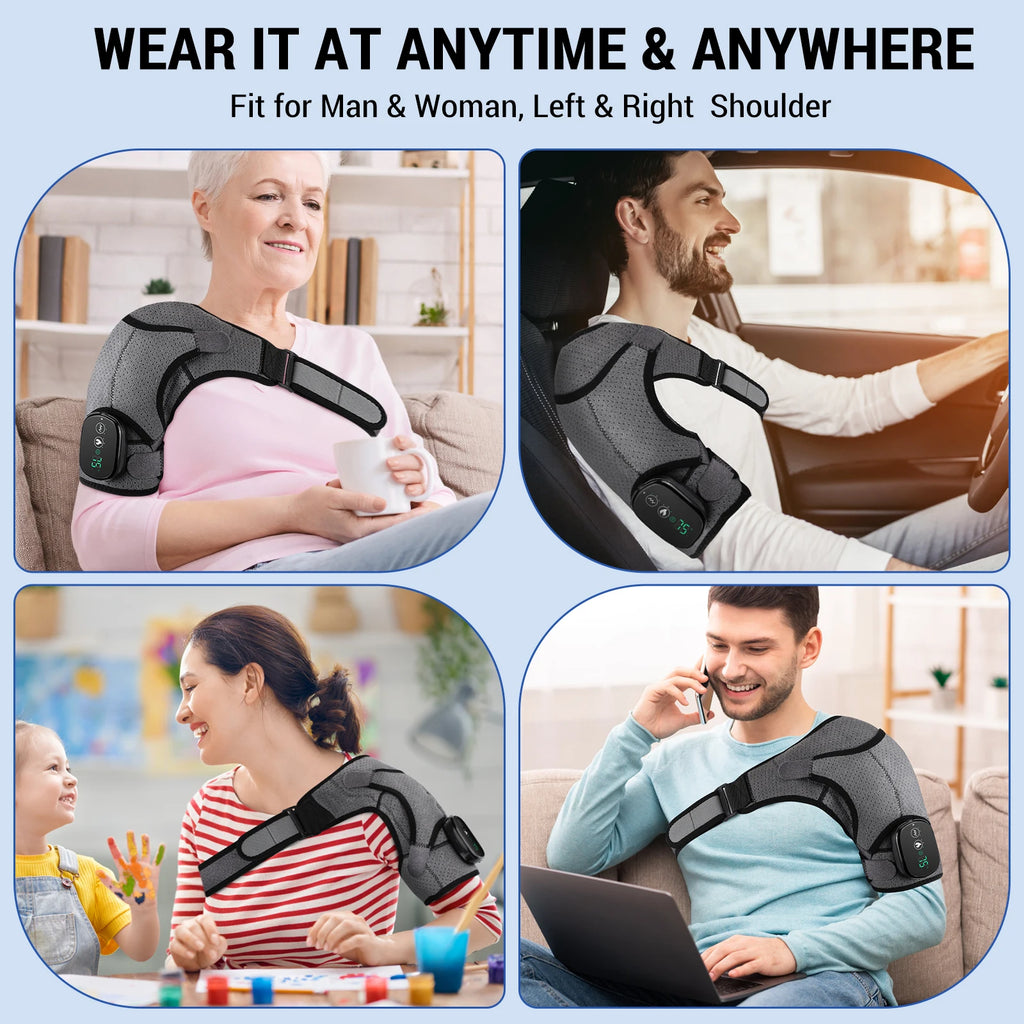 Electric Heating Shoulder Massager Vibration Shoulder Knee Brace 2 in 1  Massage Blets Warmer Heated Muscle Relax Pads