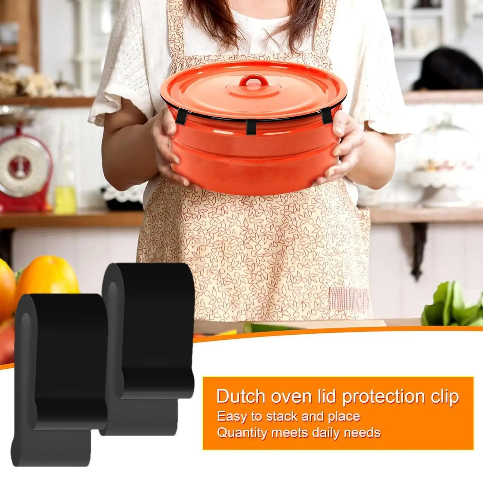 Silicone Dutch Oven Protector Clips Food Grade Cookware Lid Holder Stacking Guard Kitchen Storage Clip for Cast Iron Pot