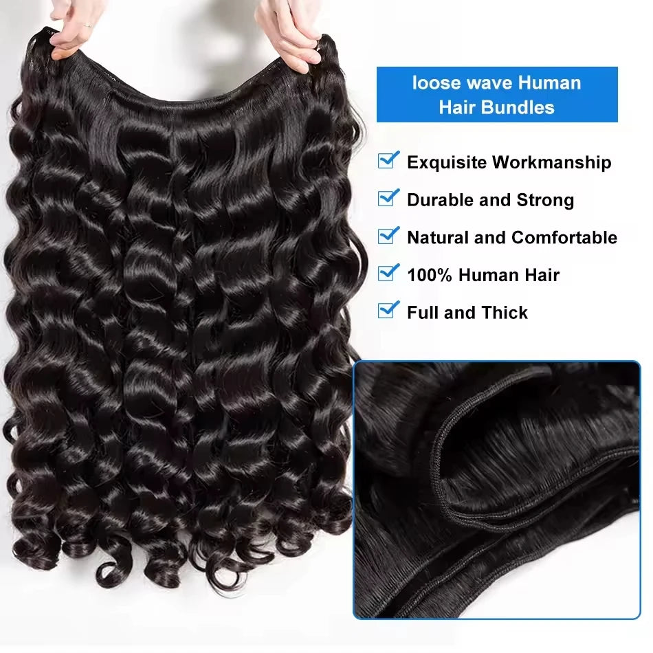 30 40Inch Loose Deep Wave Bundles Hair Weave Bundles 3/4 PCS 100% Human Hair Extensions Natural Brazilian Remy Wave Hair Bundles