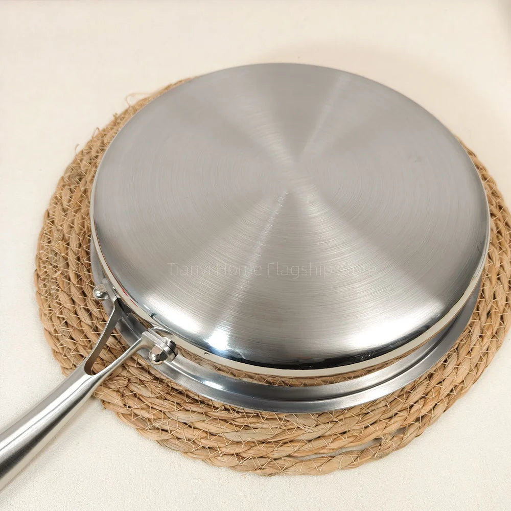 Titanium Frying Pan Non-stick Wok Stainless Steel Home Egg Steak Skillet Induction Cooker Gas Stove Cooking pot Kitchen Cookware