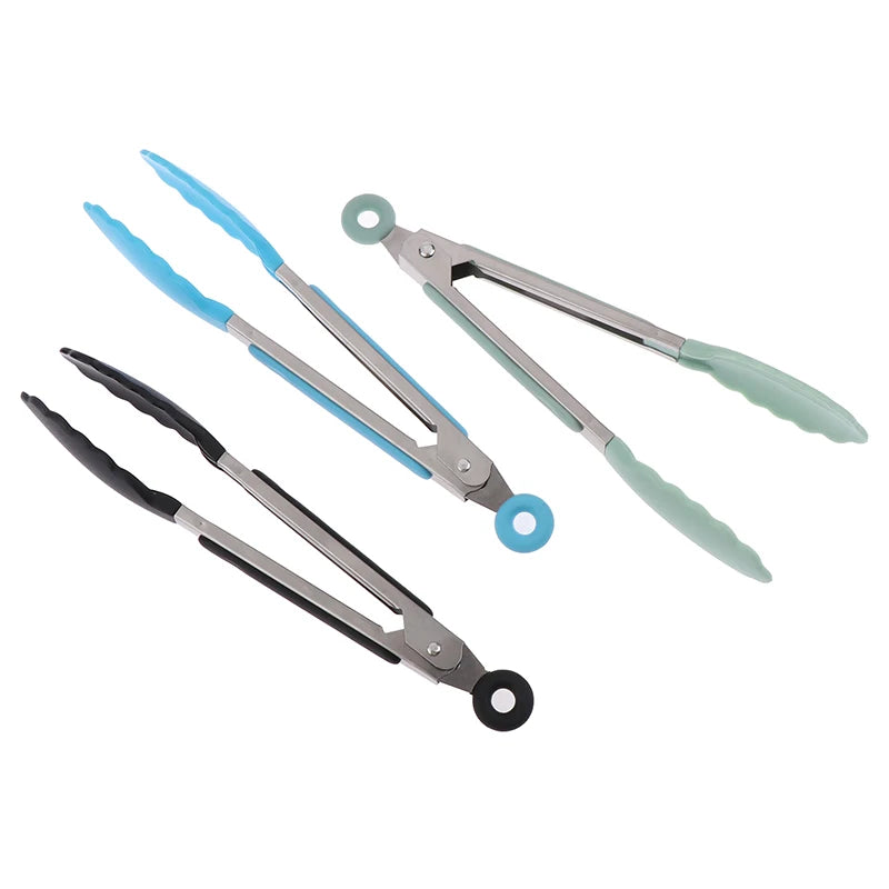 1Pc 7inch Stainless Steel Food Clip Bread Tong BBQ Grill Steak Clip With Non-slip Handle Party Cooking Accessory Kitchen Gadgets