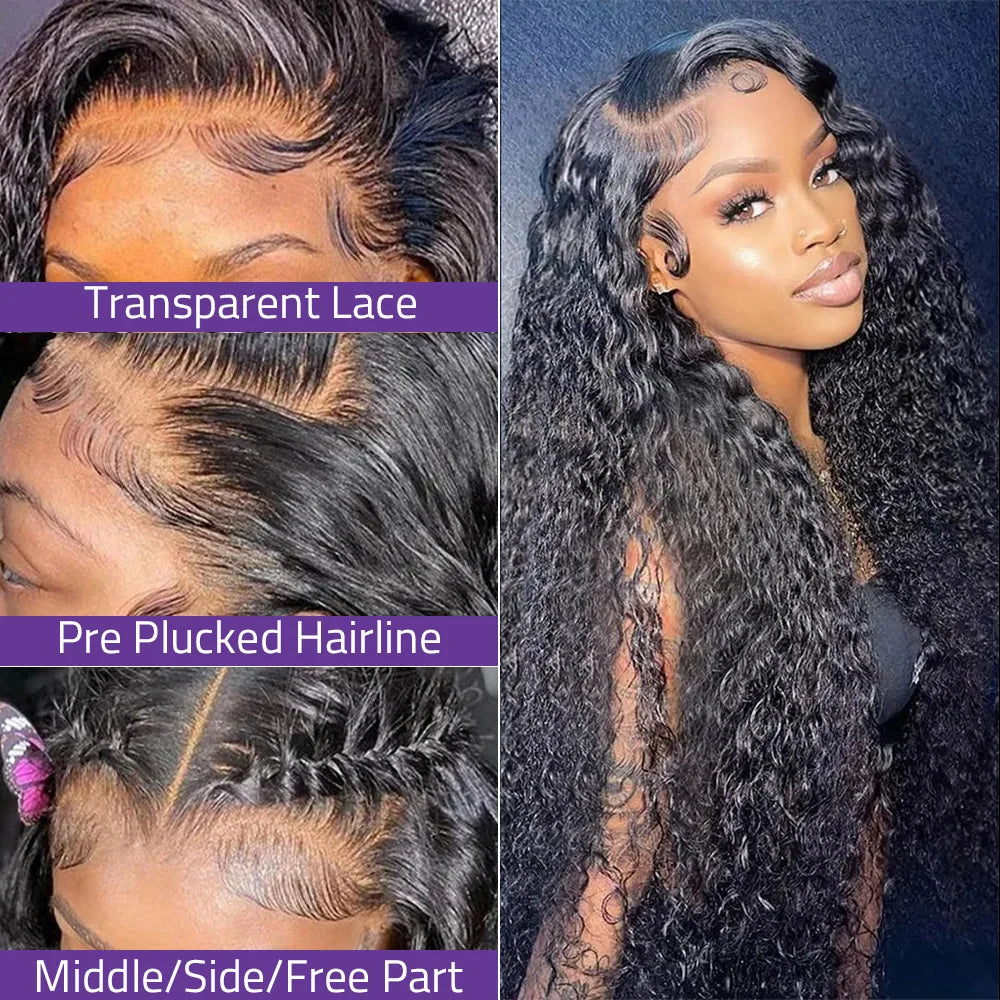 200% Density 13x6 Hd Lace Frontal Wigs Brazilian 34 38 Inch Deep Wave Human Hair 5x5 Lace Front Wig For Black Women Pre Plucked