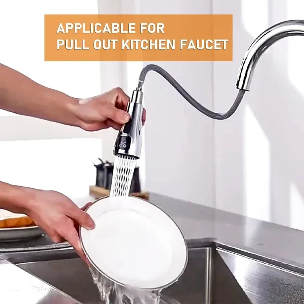 Kitchen Faucet Nozzle Pull Out Sink Water Tap Nozzle LED Digital Display Faucet Adapter Universal 1/2" Taps Bubbler Connector