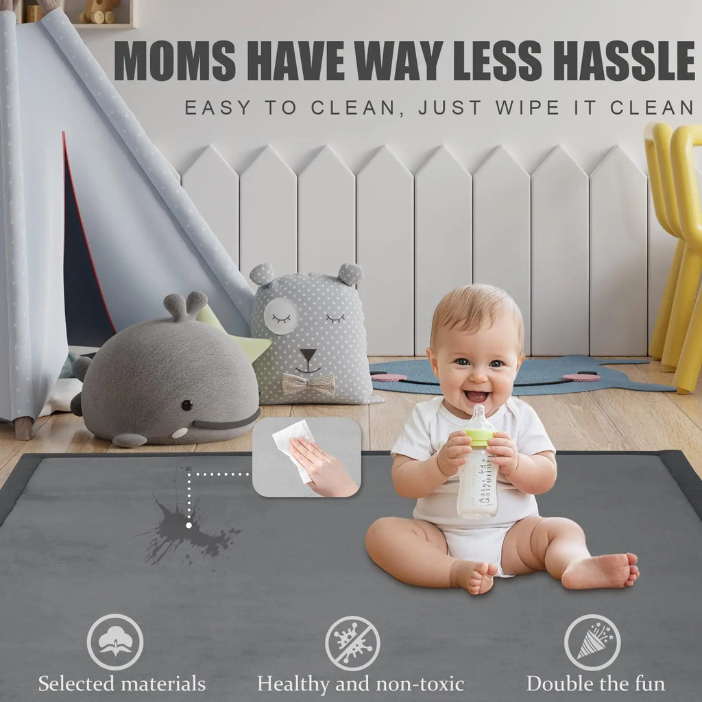 Large 1.2in Thick Baby Play Mat Tatami Style Non-Slip Carpet for Living Room Kids Baby Crawling Bedroom Floor Mats Soft Area Rug