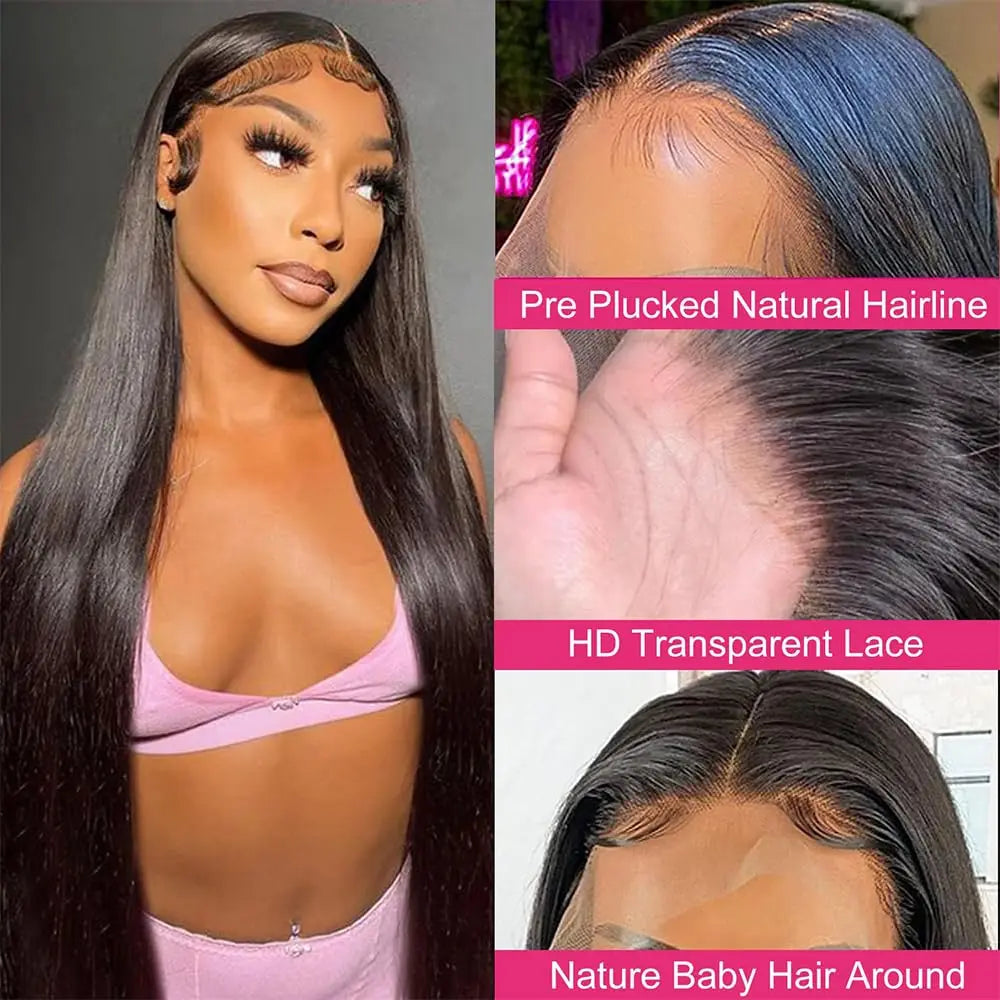 250% Density Straight Hair 13x4 HD Lace Frontal Wig 100% Human Hair 13x4 Full Lace Front Wig For Women Human Hair Wigs