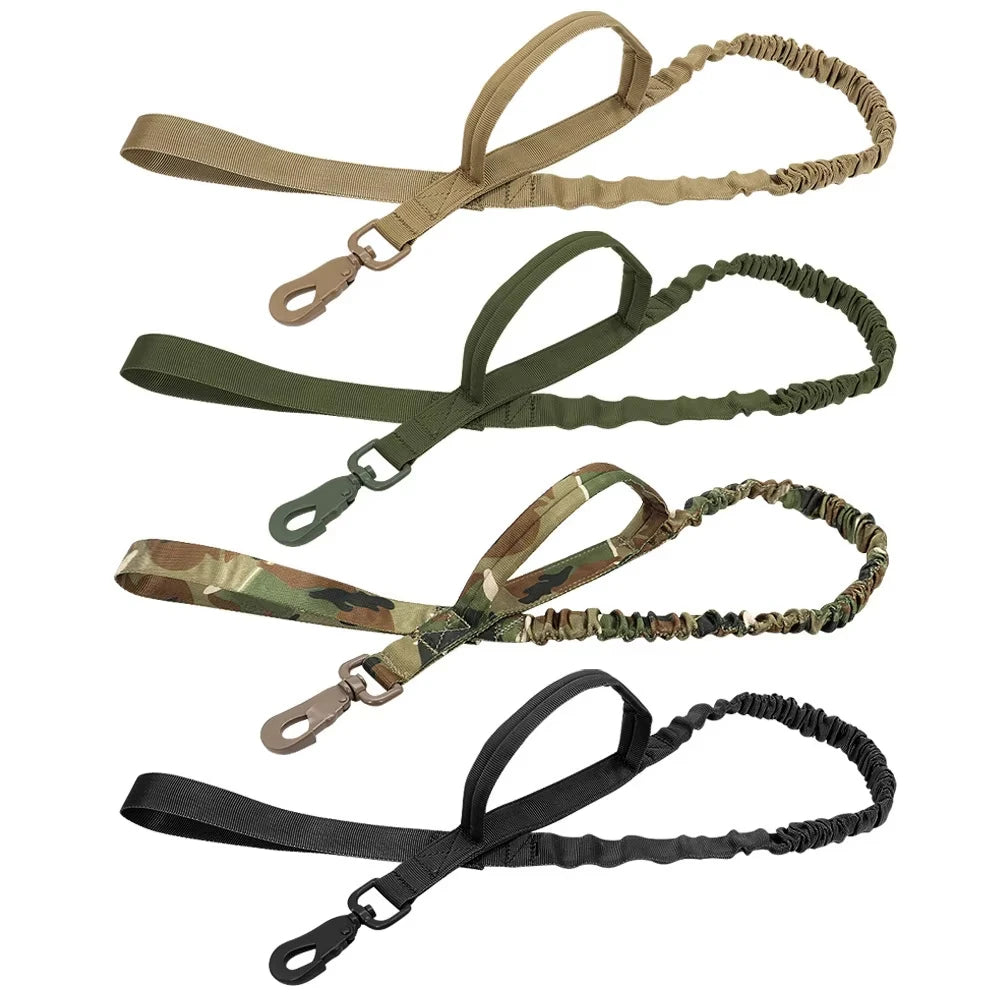 Tactical cat Leash Adjustable Quick Release Elastic Leads Rope With 2 Control Handle Military Heavy Duty Dog Leashes For Dogs
