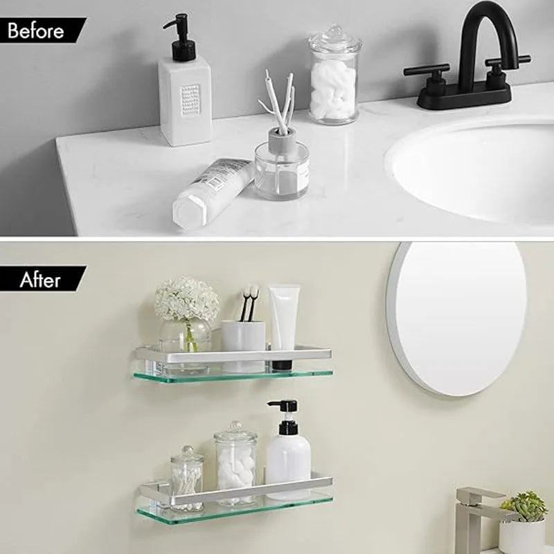 Bore For Kitchen Storage Organization Bathroom Spice Rack Organizer Square Glass Shelf Kitchens Accessories Organizing Fixture