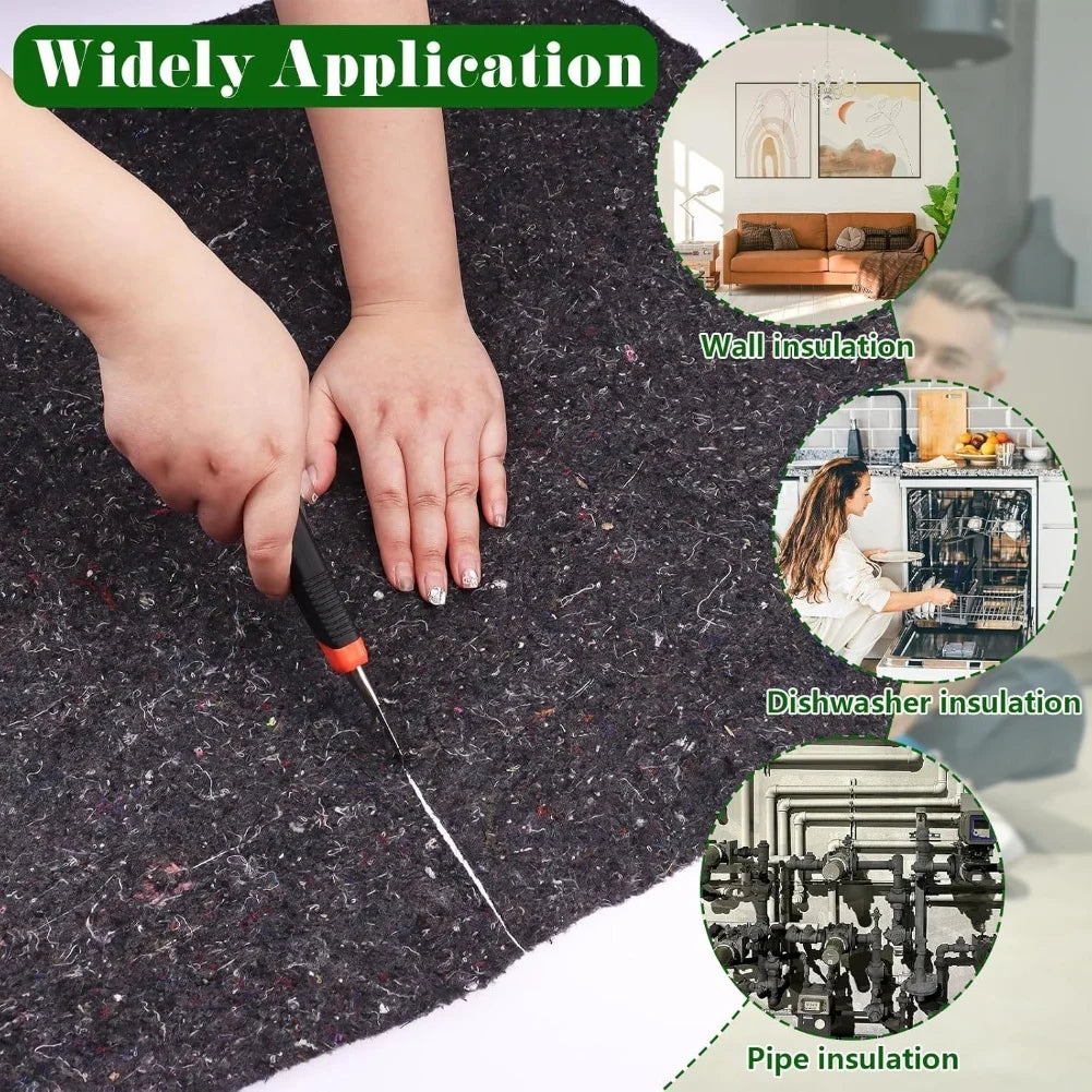 Versatile Sound Insulation Cotton DIY Heat & Noise Reduction Blanket Dishwasher Wall Pipe Noise Reduction Cotton