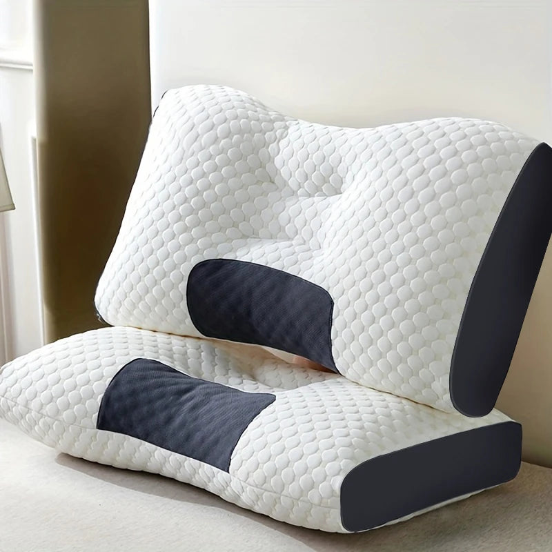 2pcs Massage Neck Pillows Adjustable Ergonomic Orthopedic Contour Support, High-Quality Pillow Core, All-Season Sleeping Comfort