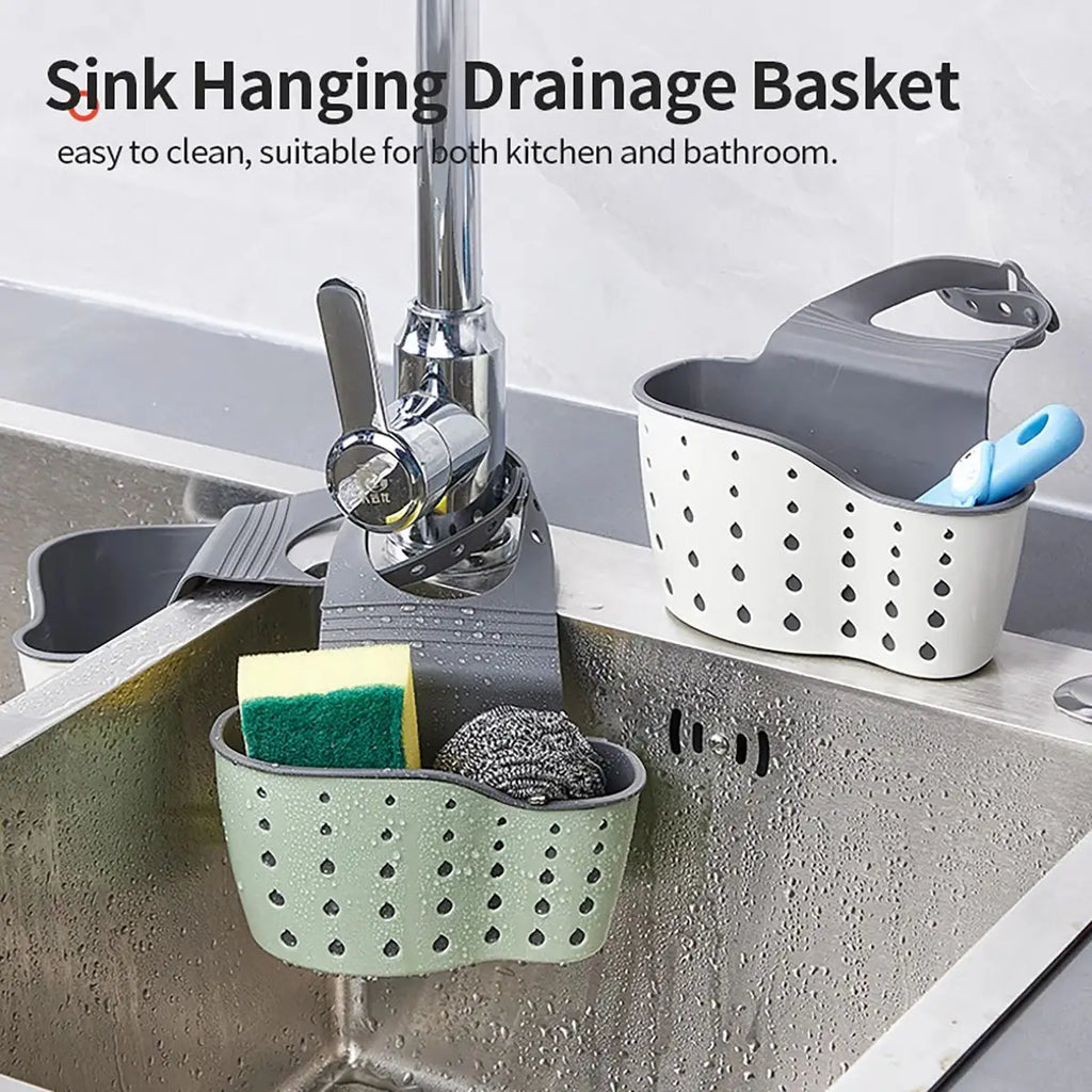 Kitchen Sink Holder Hanging Drain Basket Adjustable Soap Sponge Shelf Organizer Bathroom Faucet Holder Rack Kitchen Accessories