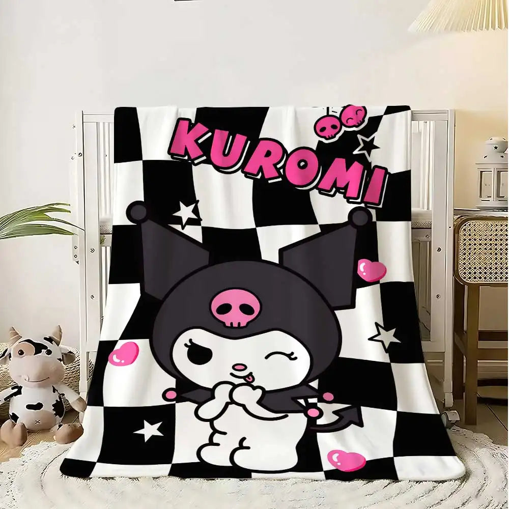 Kawaii Kuromis Flannel Blanket for Sofas Luxury Blankets and Throws Fluffy Plaid Home Interior Sofa Throw Knee Soft Nap Bed & &