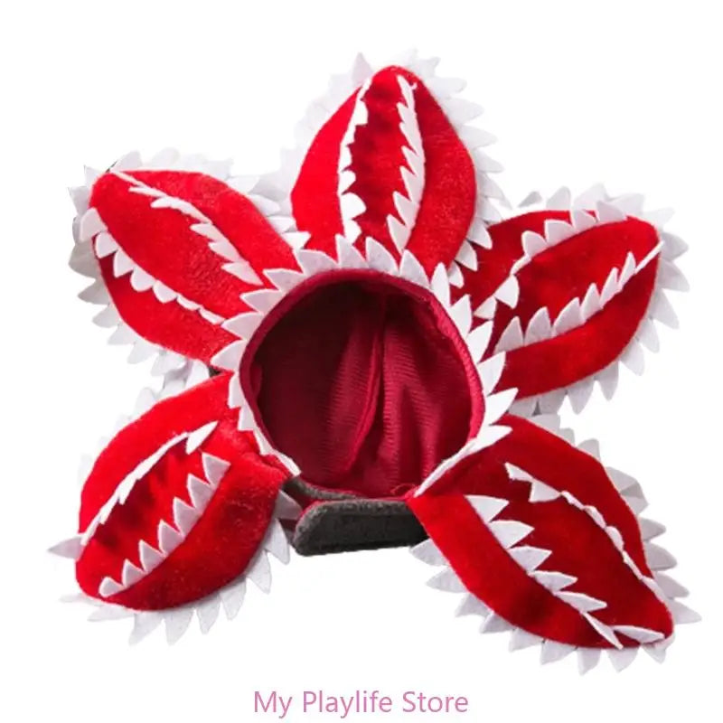 Funny Cat Hat Demogorgon Scary Flower Costume Birthday Pet Accessories Supplies  Pet Dogs Headwear Adjustable Sticker