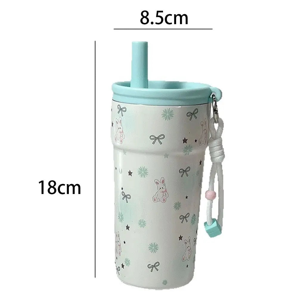 High Appearance 500 Vacuum Cup Large Capacity With Lifting Rope Insulated Cup Leak-proof Double Drink Suction Tube Cup Drinkware