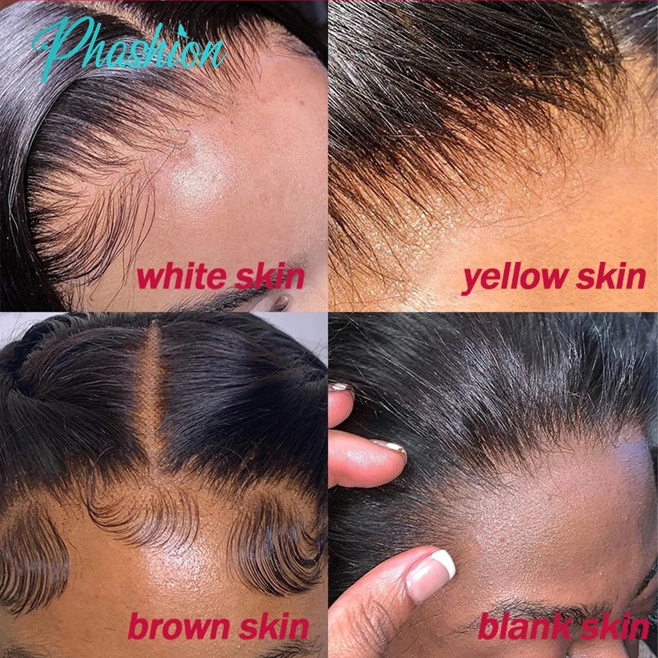 Phashion  HD 13x6 13x4 Lace Frontal Straight Pre Plucked 4X4 5x5 6x6 Swiss Full Body Closure Only Natural Black 100% Human Hair