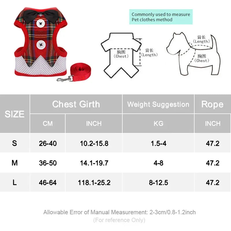 Chihuahua Harness Leash Set for Small Medium Dog Cat Bow Chest Strap Puppy Harnesses Vest Yorkshire Lead Leash Pet Accessories