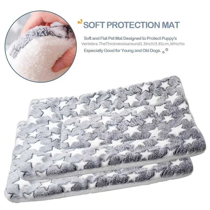 Dog Sleeping Mat Pet Bed Cat Bed Soft Hair Thickened Blanket Pad Fleece Home Washable Warm Bear Pattern Blanket Pet Supplies