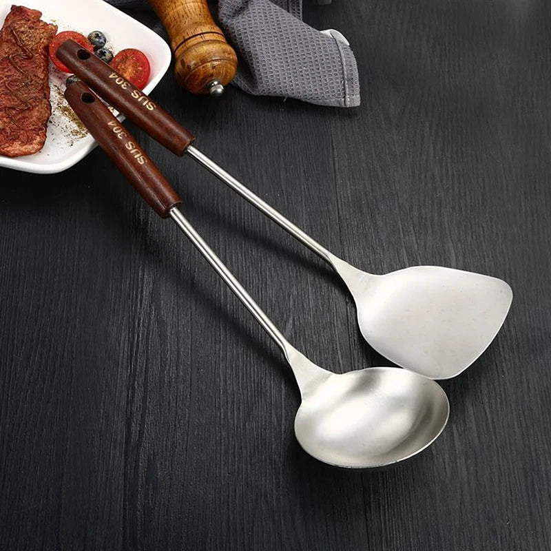 Kitchen Companion Iron Wok Spatula & Ladle; Ideal for Cooking with Stainless Steel Equipment