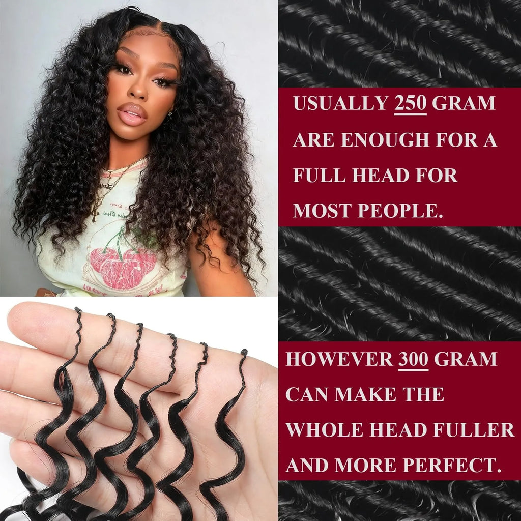 12A Deep Wave Knotless Pre-Separated Crochet Hair Extensions Water Wave Feather Crochet Human Hair Bundles Twist Braiding Hair