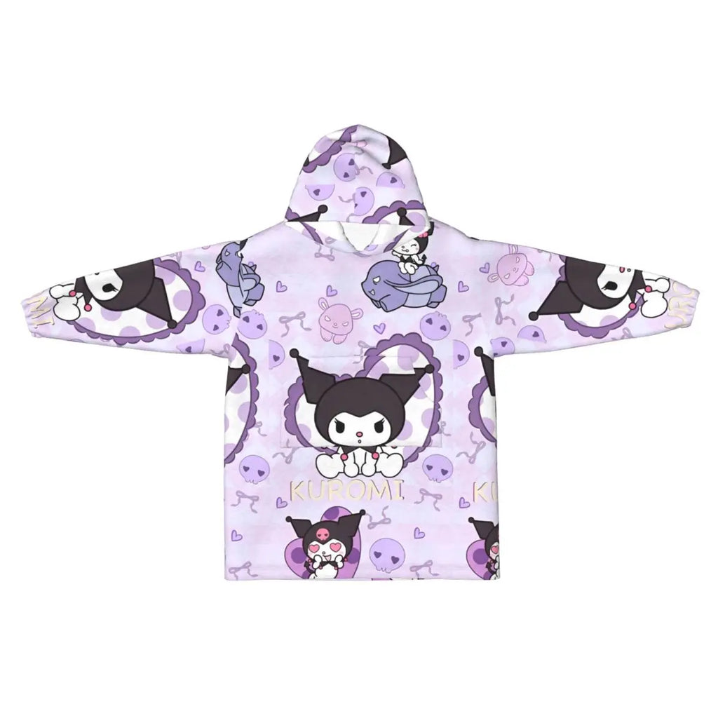Kuromi Blanket Hoodie Sweatshirt Wearable Blanket Pajamas for Girls Boys