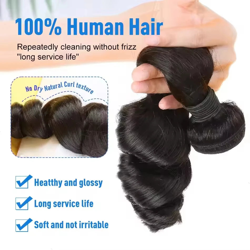 30 40Inch Loose Deep Wave Bundles Hair Weave Bundles 3/4 PCS 100% Human Hair Extensions Natural Brazilian Remy Wave Hair Bundles