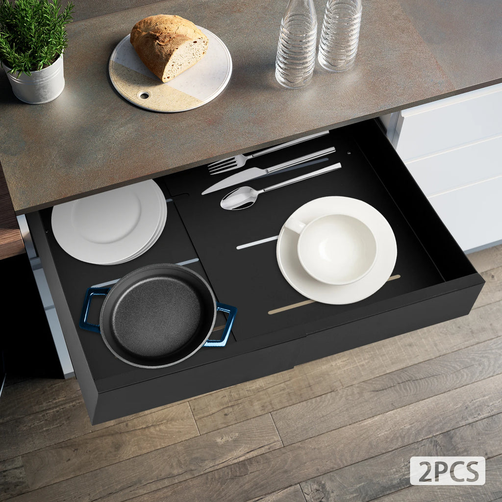 Carbon Steel Expandable Pull out Cabinet  2 -Tiers Organizer Pull Out Drawers for Cabinets Slide Out Cabinet Organizer