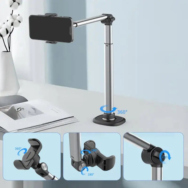 Overhead Mobile Phone Mount Tripod Holder 360 Degree Rotating Aluminum Desktop Stand For Vlogging Photography Online