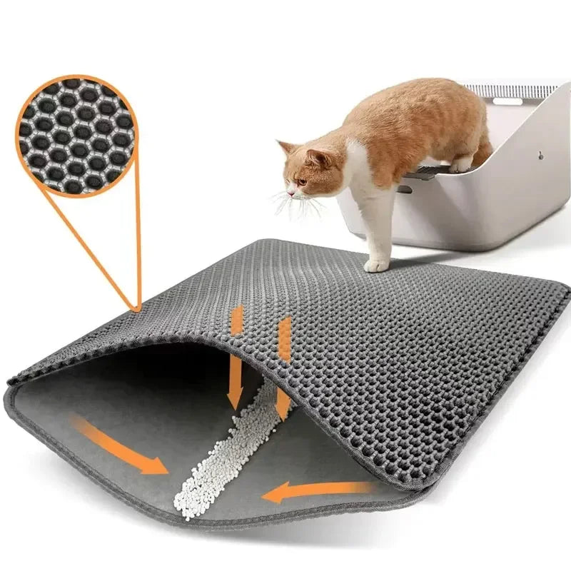 Pet Cat Litter Mat Waterproof Double Layer Cat Litter Trapping Pet Litter Box Mat EVA Clean Pad Winter Cats Accessories