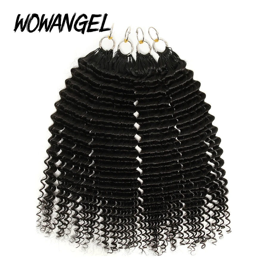 Deep Wave Feather Crochet Human Hair Tight Curly Pre-Separated Knotless Crochet Human Hair Extensions With Loop For Braiding
