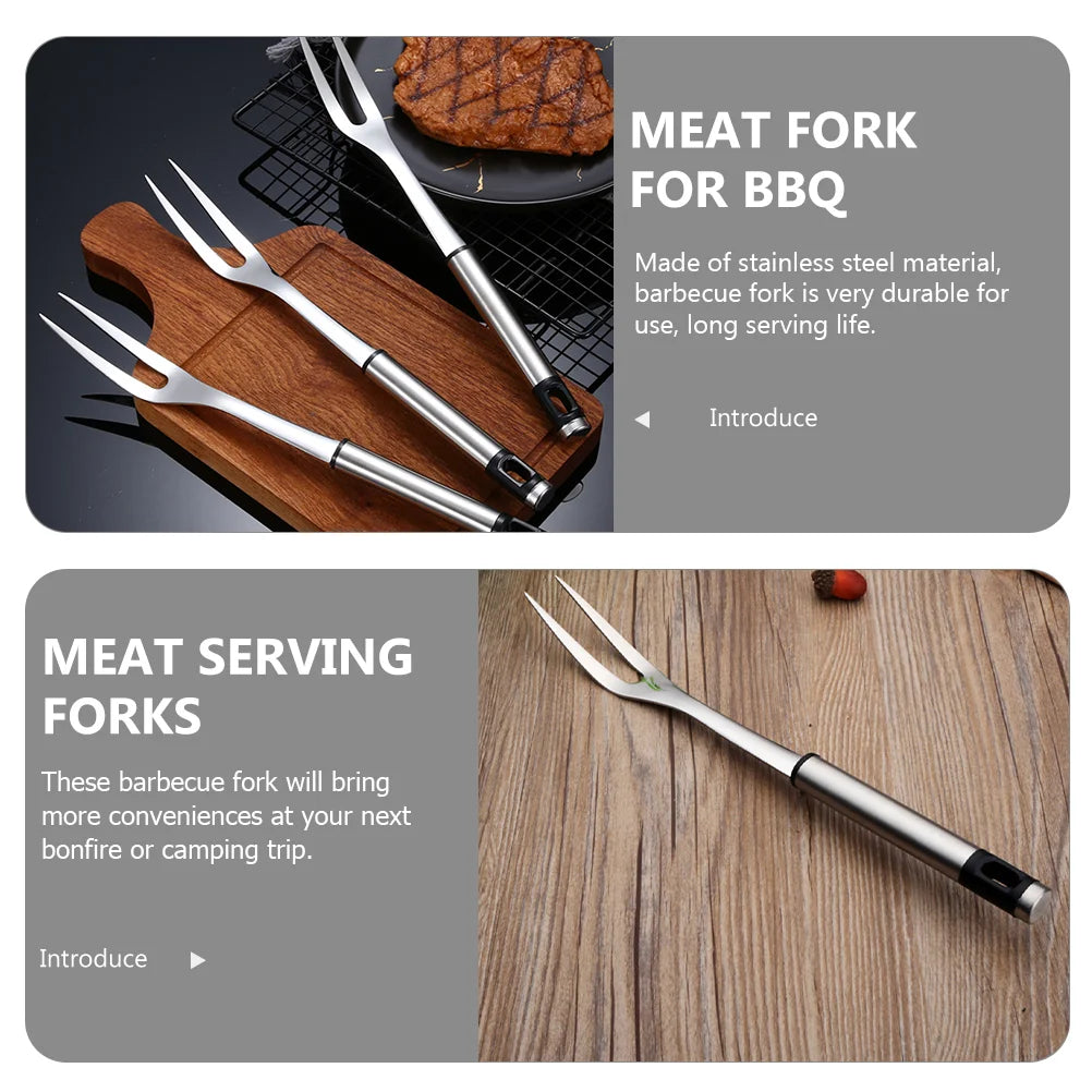 U Shape Stainless Steel Meat Fork BBQ Fork Outdoor Roasting Fork Large Serving Fork Grill Skewers Roasting Sticks Barbecue