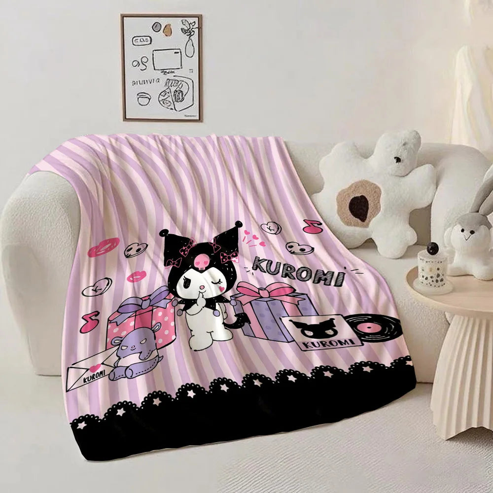 Kawaii K-Kuromi Fluffy Soft Blankets and Throws Nap Blanket for Bed New Year Camping Furry Bedspread the Anime Home Decoration