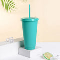 Hot Selling Funny Stylish Matte Finish Reusable Tumbler Plastic Cup With Straw Coffee Milk Tea Household Water Cup 24oz 710ml