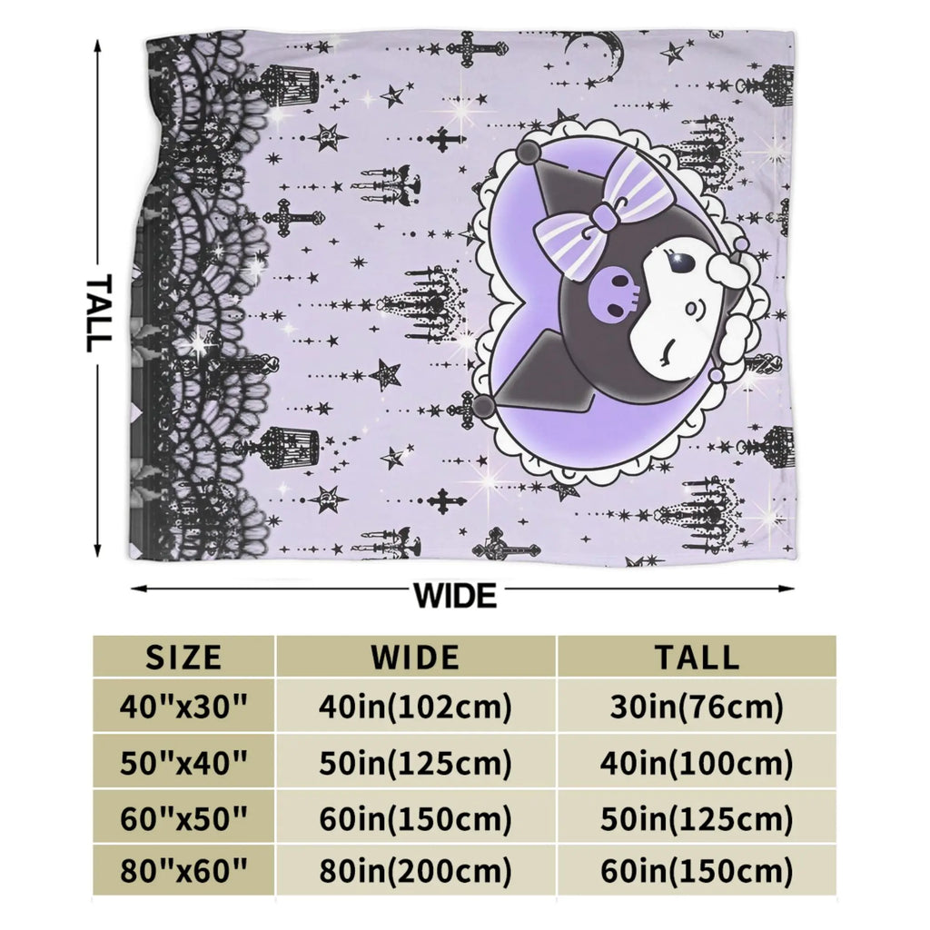 Cartoon Cool Cute Kuromi Fleece Throw Blanket  Blanket for Home Outdoor Super Soft Bed Rug