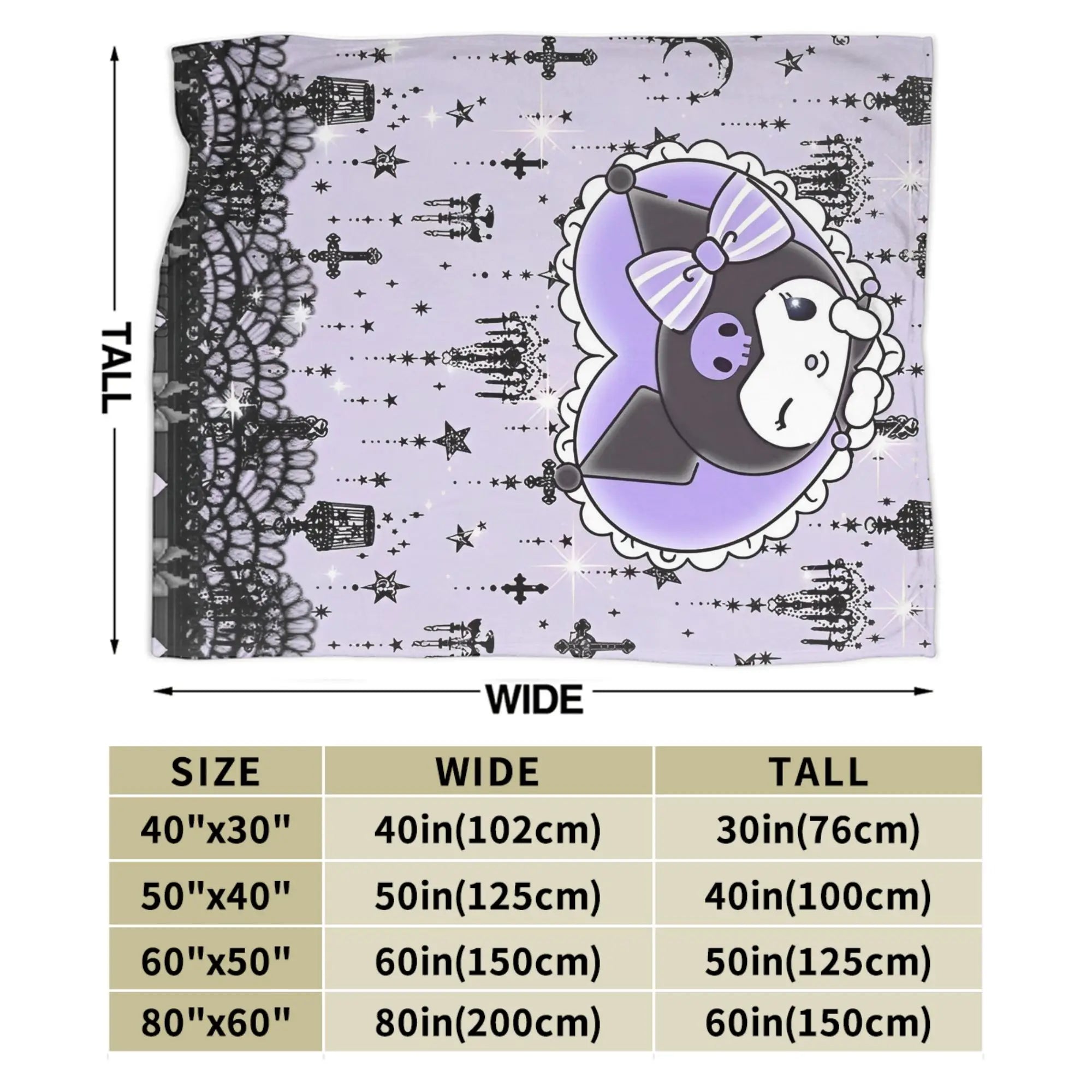 Cartoon Cool Cute Kuromi Fleece Throw Blanket  Blanket for Home Outdoor Super Soft Bed Rug
