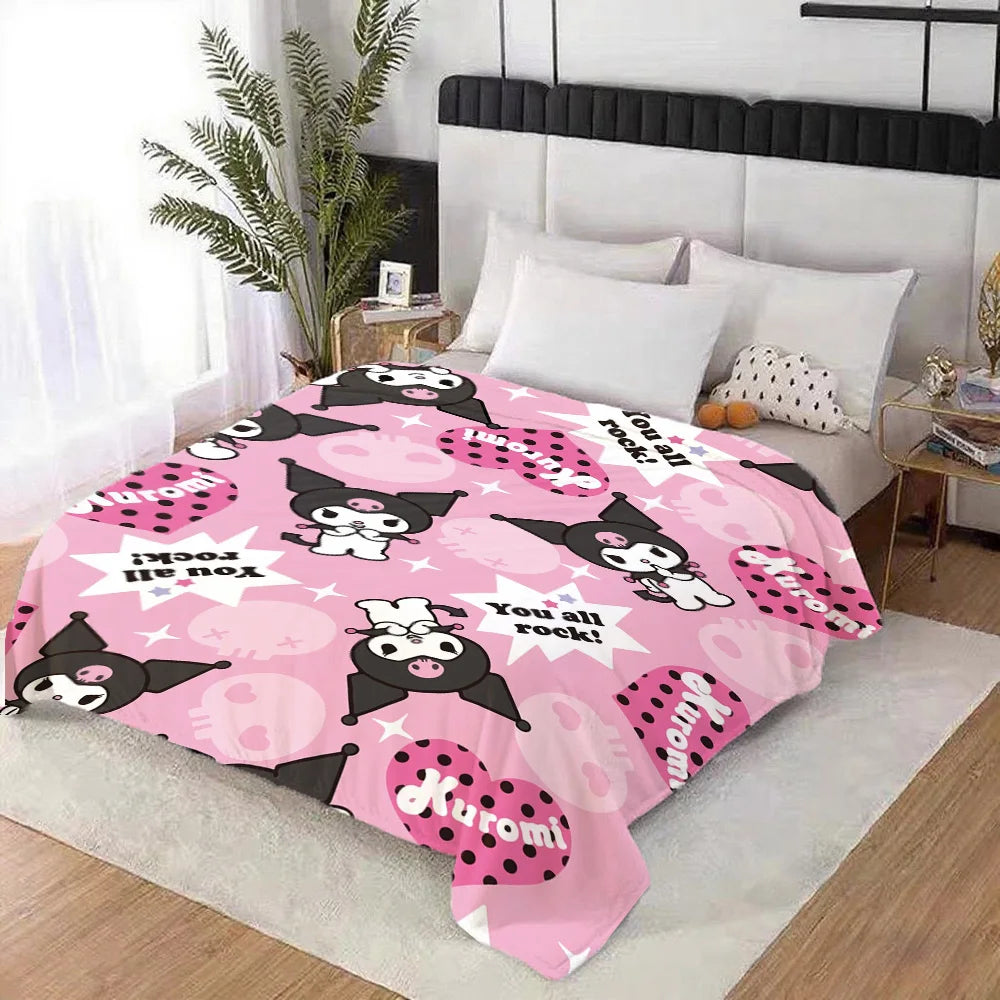 Kawaii K-Kuromi Fluffy Soft Blankets and Throws Nap Blanket for Bed New Year Camping Furry Bedspread the Anime Home Decoration